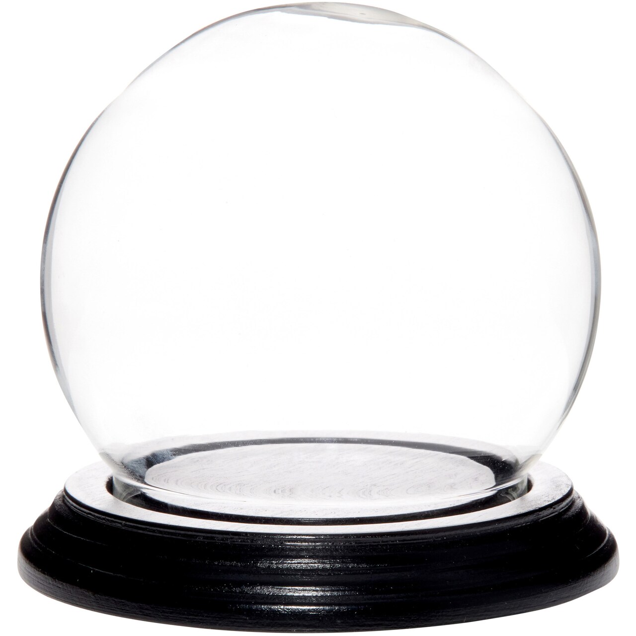 Plymor 3.5" x 4" Glass Display Dome Globe Cloche (Black Wood Veneer Base)